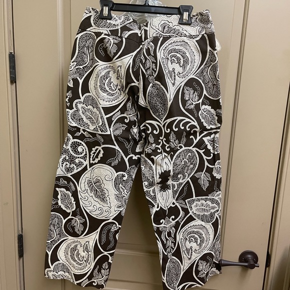 Brown, print, wide legged crop pants - Picture 2 of 3